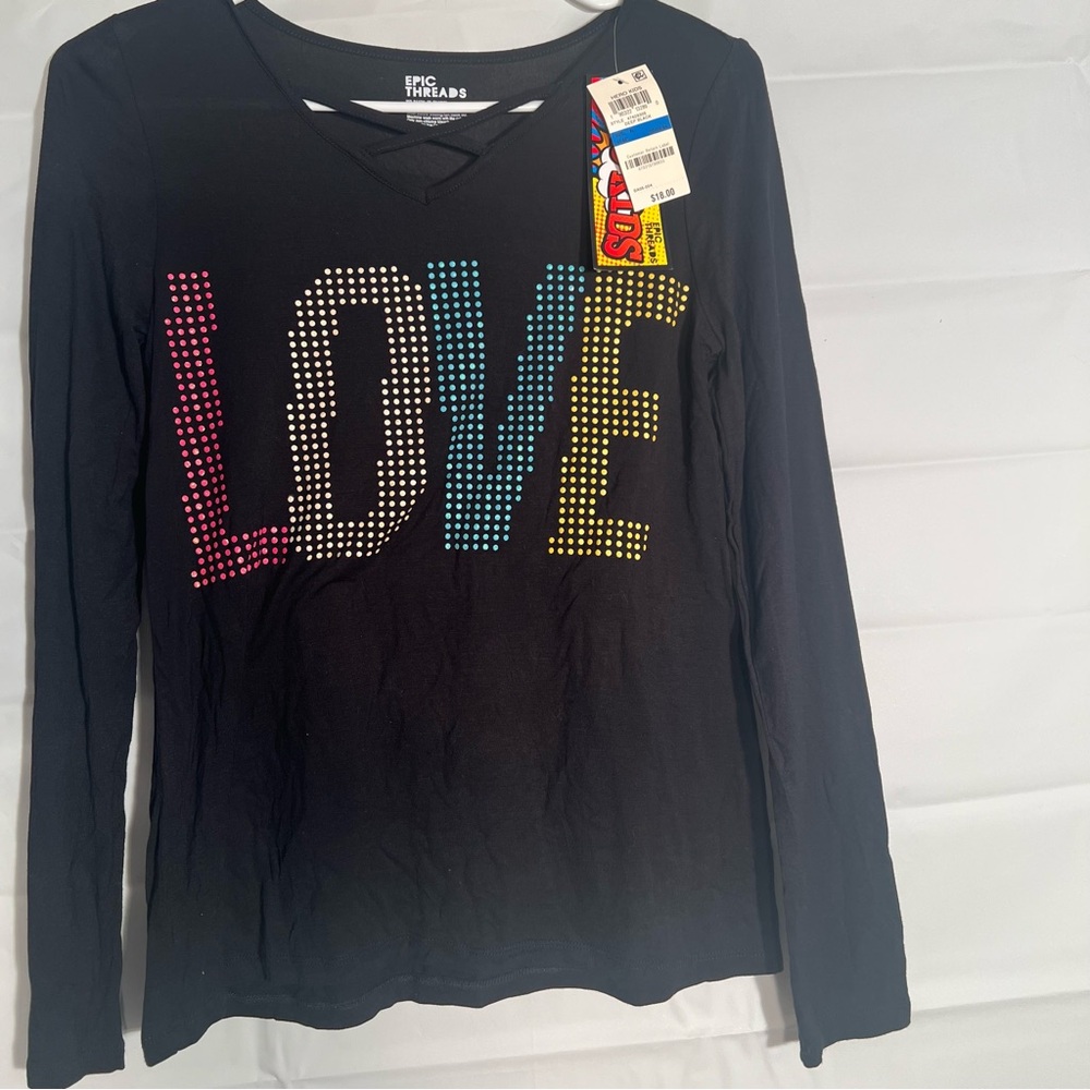 Dark Black Long Sleeve Shirt $18.00 Price Tag